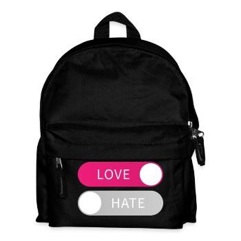 Love On Hate Off Button Liebe an Hass aus Geschenk - Kinder Rucksack - Schwarz - Vorne