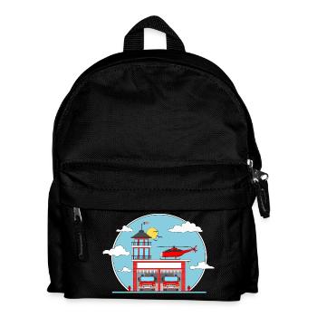 Feuerwehrstation ohne Schriftzug - Kinder Rucksack - Schwarz - Vorne