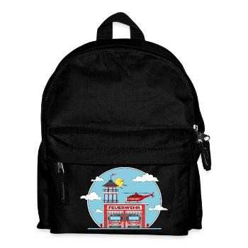 Fire station helicopter and fire truck - Kids' Backpack - black - Front