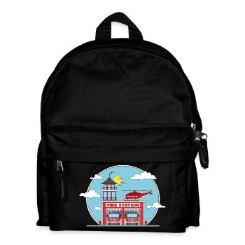 Fire Station with Helicopter and Fire Engine - Kids' Backpack - black - Front