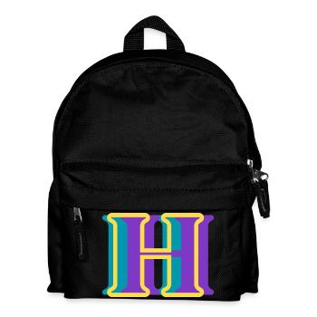 Mehrfarbiger Buchstabe h – originelle Geschenkidee - Kinder Rucksack - Schwarz - Vorne