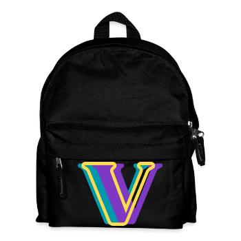 Mehrfarbiger Buchstabe V - Kinder Rucksack - Schwarz - Vorne