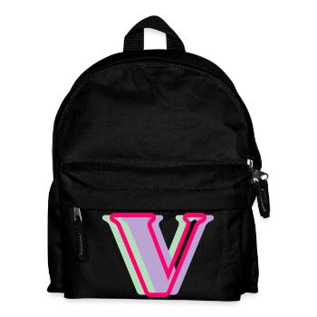 Mehrfarbiger Buchstabe V - Kinder Rucksack - Schwarz - Vorne