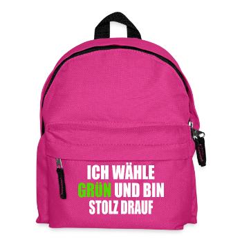 ich wähle grün und bin stolz darauf - Kinder Rucksack - Fuchsia - Vorne