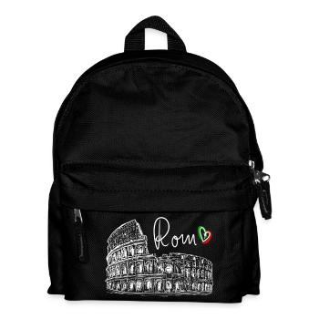 Handgezeichnetes Kolosseum Rom Weiß auf Schwarz - Kinder Rucksack - Schwarz - Vorne