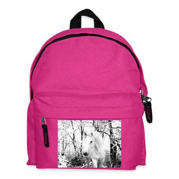 weißes Pferd im Winterwald - Kinder Rucksack - Fuchsia - Vorne