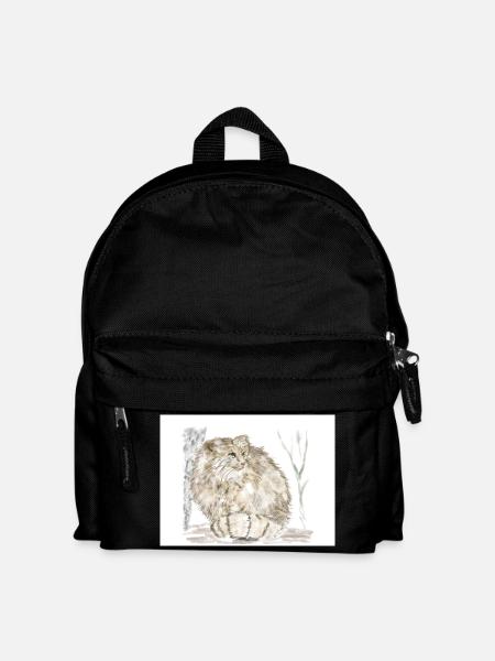 Manul wild cat - Kids' Backpack - black