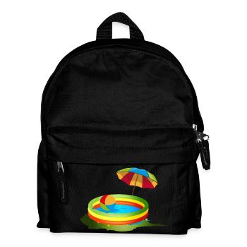 Buntes Planschbecken mit Sonnenschirm und Ball - Kinder Rucksack - Schwarz - Vorne