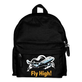 Jet in Sky Illustration Fly High - Kids' Backpack - black - Front