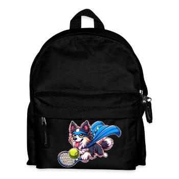 Superheld Corgi Mit Tennisball Und Umhang - Kinder Rucksack - Schwarz - Vorne