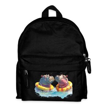 Double hippopotame pour se divertir dans la baignoire - Sac à dos Enfant - noir - Devant