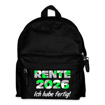 Rente 2026 , ich habe fertig - Kinder Rucksack - Schwarz - Vorne
