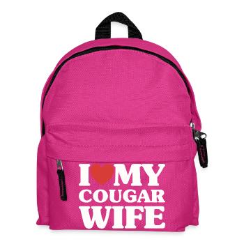 I Love My Cougar Wife Cadeau Saint Valentin Humour - Sac à dos Enfant - fuchsia - Devant