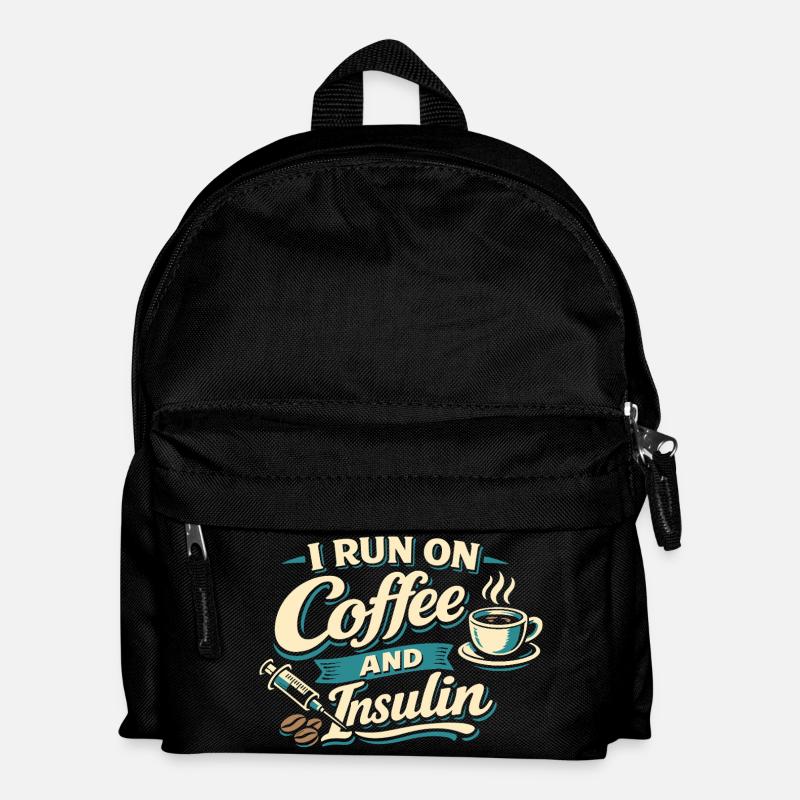 Diabetes Coffee Funny Gift Diabetic - Kids' Backpack - black