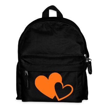 orangenes Herz orangen  Herzen Herzmuster - Kinder Rucksack - Schwarz - Vorne