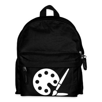 Malerei, Farbpalette, Pinsel, Kunst Symbol - Kinder Rucksack - Schwarz - Vorne