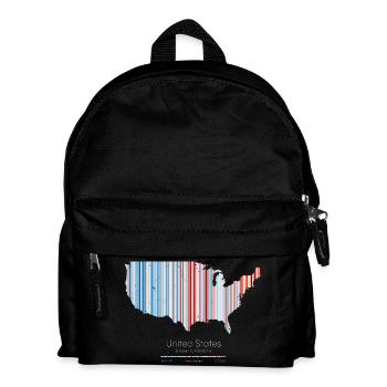 Vereinigte Staaten – Klimageschichte Erwärmungsstreifen Kartendruck - Kinder Rucksack - Schwarz - Vorne