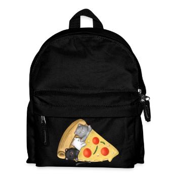 Des chats qui dorment à l’intérieur de la pizza cadeau mignon Kawaii pour la nourriture - Sac à dos Enfant - noir - Devant