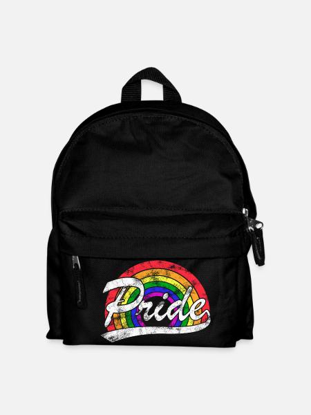 Gay Pride LGBT Regenbogen Flagge Vintage - Kinder Rucksack - Schwarz