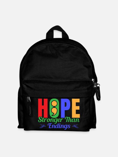 Semicolon Suicide Prevention Hope Stronger Semi - Kids' Backpack - black