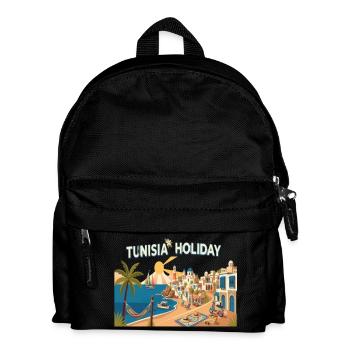Tunisia Holiday Vintage Travel T-Shirt - Kids' Backpack - black - Front