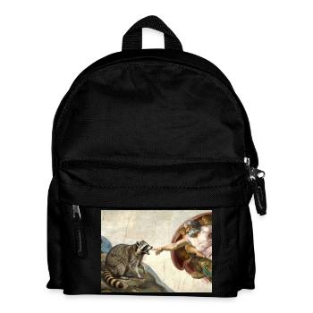 raccoon beating god's hand raccoon meme - Kids' Backpack - black - Front