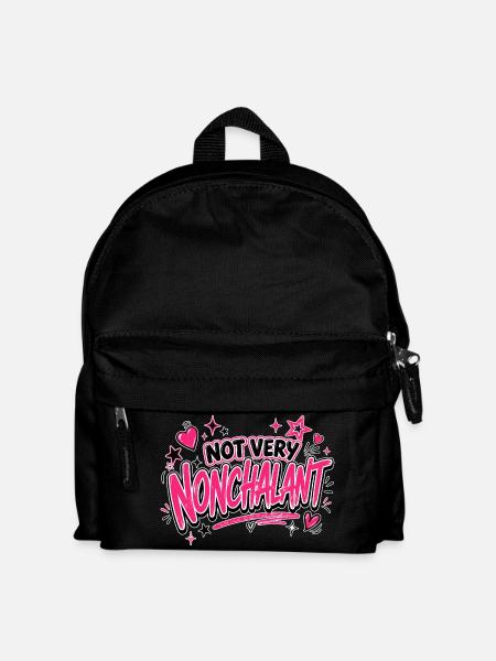 Not Very Nonchalant Neon Pink Script - Kids' Backpack - black