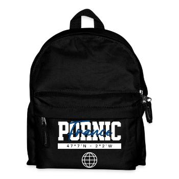 Pornic Frankreich Koordinaten Reise Souvenir - Kinder Rucksack - Schwarz - Vorne