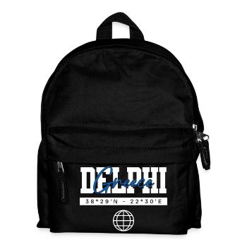 Delphi Griechenland Koordinaten Reise Souvenir - Kinder Rucksack - Schwarz - Vorne