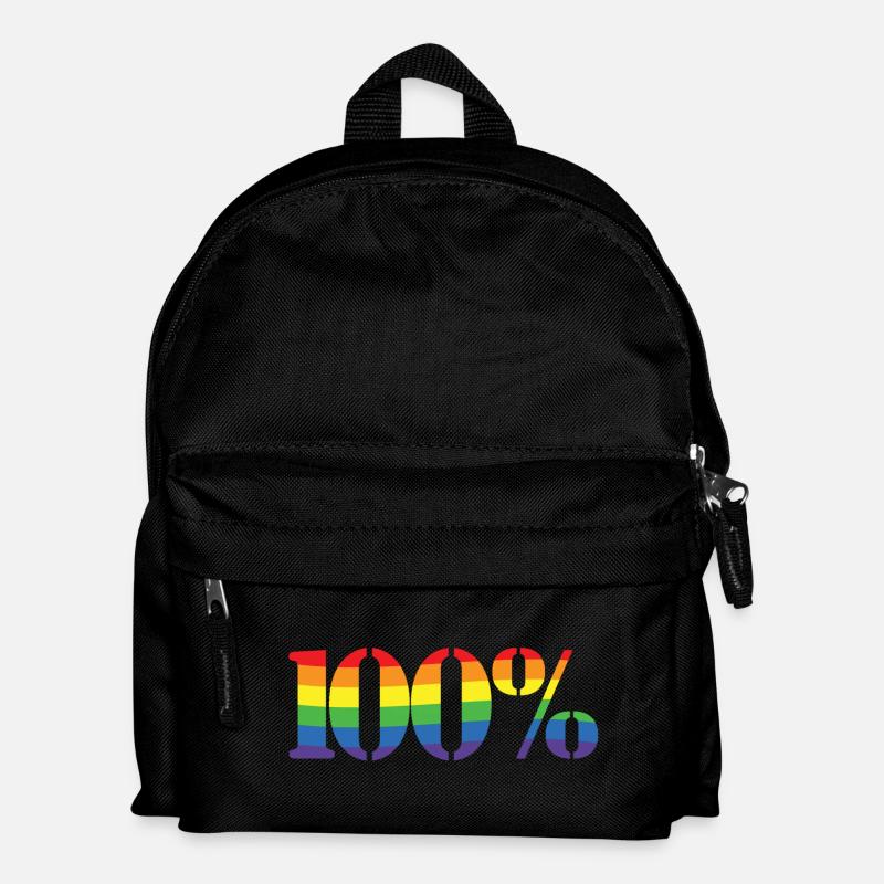 100% Regenbogen - Kinder Rucksack - Schwarz