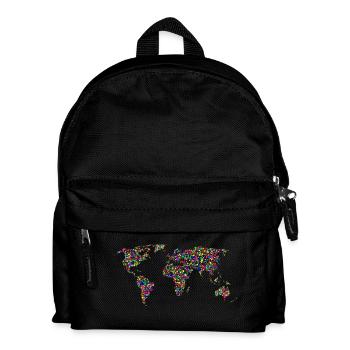 Regenbogenfarbene Weltkarte aus Punkten - Kinder Rucksack - Schwarz - Vorne