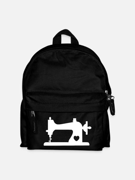 Nähmaschine mit Herz - Kinder Rucksack - Schwarz