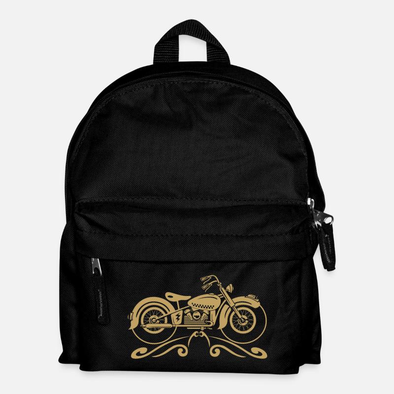 Vintage motorcycle with filigree - Kids' Backpack - black