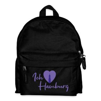Ich liebe Hamburg - Schriftzug - Kinder Rucksack - Schwarz - Vorne