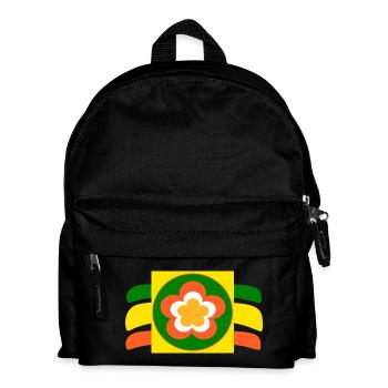 70er Jahre Blume Blüte - Kinder Rucksack - Schwarz - Vorne