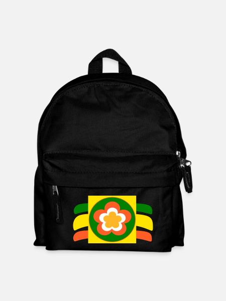 70er Jahre Blume Blüte - Kinder Rucksack - Schwarz