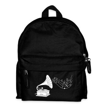 Weißes Grammophon und Musik - Kinder Rucksack - Schwarz - Vorne
