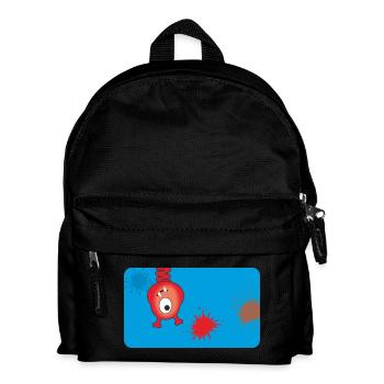 Rotes Monster & Farbkleckse - blau  - Kinder Rucksack - Schwarz - Vorne