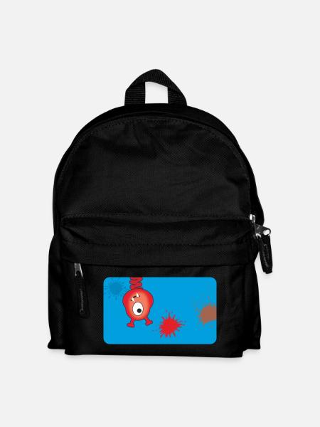 Rotes Monster & Farbkleckse - blau - Kinder Rucksack - Schwarz