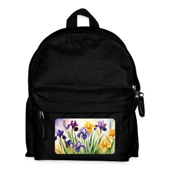 Romantische Schwertlilien - Aquarellfarben  - Kinder Rucksack - Schwarz - Vorne