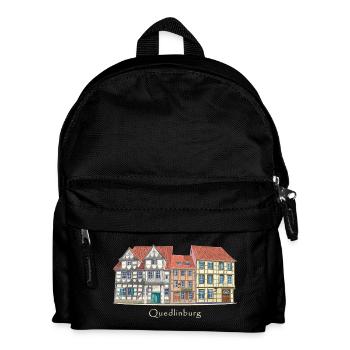 Quedlinburg, Welterbestadt Deutschland, Zeichnung - Kinder Rucksack - Schwarz - Vorne