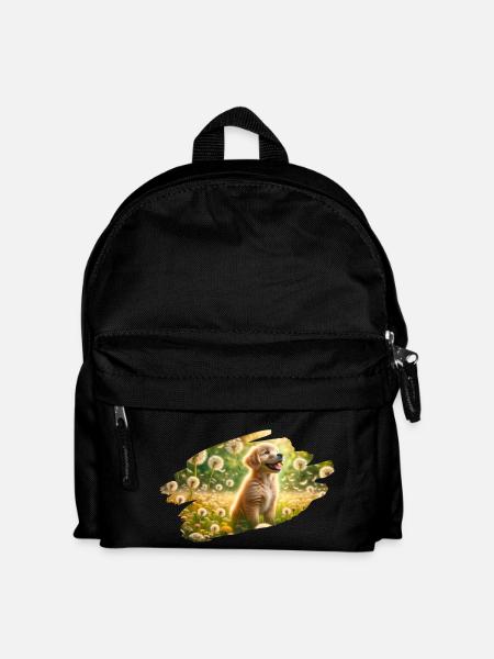 Golden Retriever puppy joy - Kids' Backpack - black