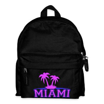 Miami USA Palmen Strand Sonne Amerika Florida Logo - Kinder Rucksack - Schwarz - Vorne