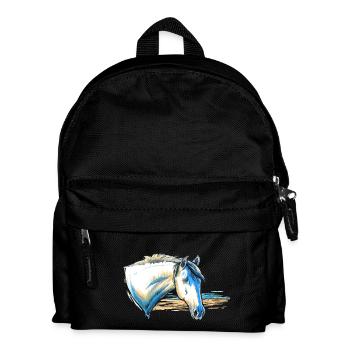 Camargue Pferd Portrait - Kinder Rucksack - Schwarz - Vorne