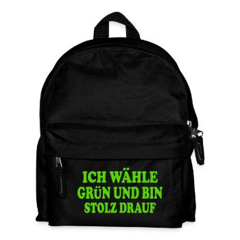 ich wähle grün und bin stolz darauf - Kinder Rucksack - Schwarz - Vorne