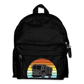Bauwagen Baustelle Fahrzeug Kindergeburtstag - Kinder Rucksack - Schwarz - Vorne