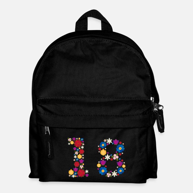 Flowers 18 - Kinder Rucksack - Schwarz