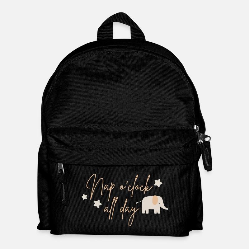 Nap o'clock all day, elephant beige - Kids' Backpack - black