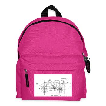 Motorcycle Blueprint: Custom Chopper - Kids' Backpack - fuchsia - Front
