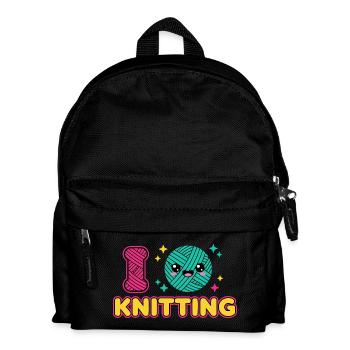 Kawaii Knitting Wool Heart - Kids' Backpack - black - Front
